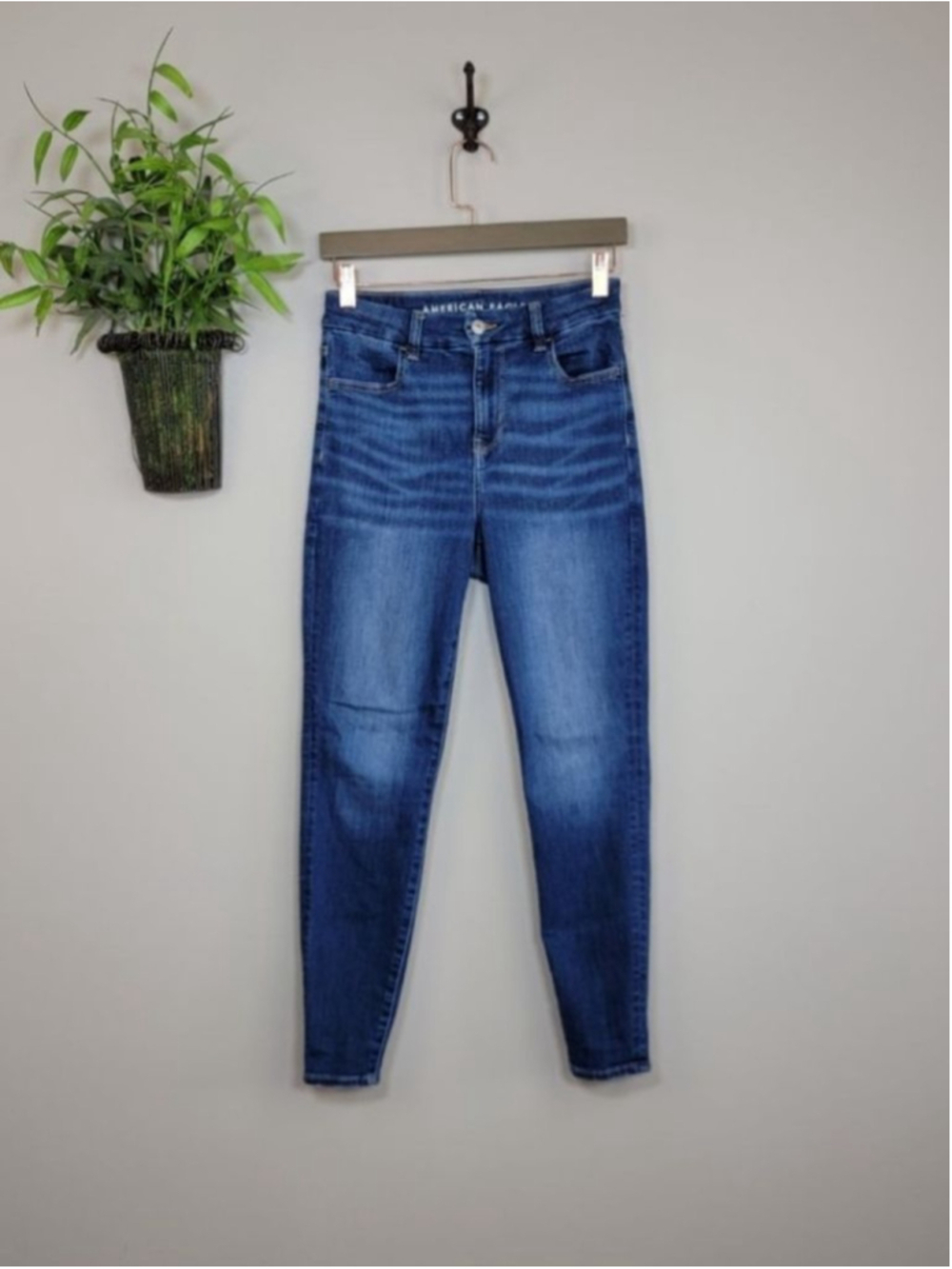 AE 2 S American Eagle Skinny Curvy Hi Rise Jegging Jeans Dark Blue Wash Stretch